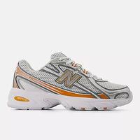 NB 740 V2 - Weiß mit Klassischem Orange und Metallic-Silber / 36